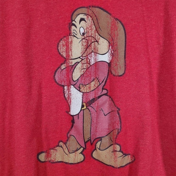 Vintage Walt Disney World Grumpy Ringer Baseball Tee Red Brown Size XL - Picture 3 of 8